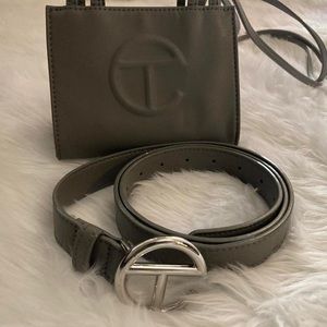 Gray Telfar small bag and belt
